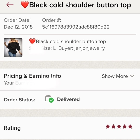 ❤️Black cold shoulder button top - Picture 3 of 3